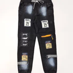 Aarya Designer Boys Regular Fit Mid-Rise Highly Distressed Heavy Fade Applique Stretchable Jeans-image-13