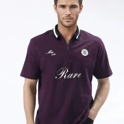 RARE RABBIT Men Typography Printed Polo Collar Cotton T-shirt-image-23