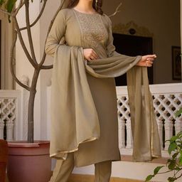 Wedani Women Ethnic Motifs Embroidered Regular Thread Work Kurta with Pyjamas & Dupatta-picture-11