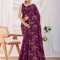 Mitera Embellished Beads and Stones Silk Blend Saree-image-84