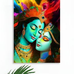 Myntra Elegant Homes Black & Blue Radha Krishna True Love Canvas Wall Art-image-50