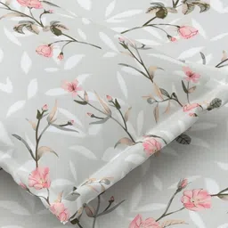 Jaipur Weaves Grey & Pink Floral King Bedsheet with 2 Pillow Covers-41