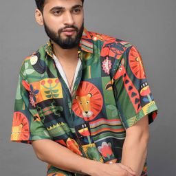BROWN BROTHERS Unisex Relaxed Floral Opaque Printed Casual Shirt-image-84