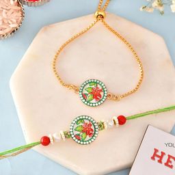 Ascension 4-Pcs Bhaiya Bhabhi Rakhi With Fridge Magnet & Roli Tilak-image-70