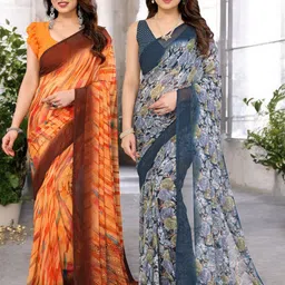 Moda Rapido Pack Of 2 Abstract Printed Pure Georgette Saree-image-79