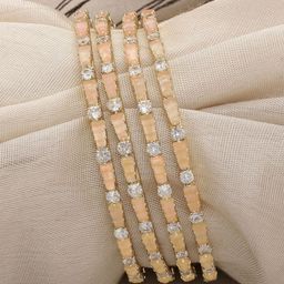 KARATCART Set Of 4 Gold-Plated American Diamond Studded Bangles-picture-27