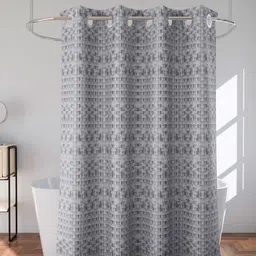 Kuber Industries Grey 4 Pieces Geometric Printed Shower Curtains-image-15