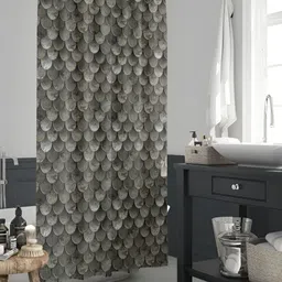 ArtzFolio Grey & Black Geometric Printed Waterproof Shower Curtain-6