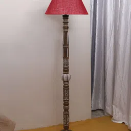 Devansh Maroon & Brown Conical Open Snake Wooden Floor Lamp-0