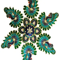 Kala Samarpan Blue & Green Metal Rangoli With Centerpiece-image-79