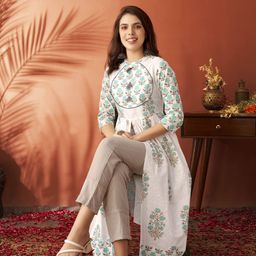 Anouk Floral Printed Mandarin Collar A-Line Kurta-21