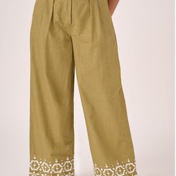 AKKRITI BY PANTALOONS Women Printed Mid-Rise Pleated Pure Cotton Parallel Trousers-image-111