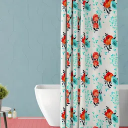 ArtzFolio Blue & Red Floral Printed Waterproof Shower Curtain-picture-15