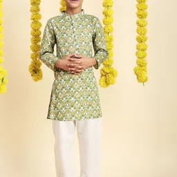 Cutiekins Boys Ethnic Motifs Printed Straight Kurta With Pyjamas-picture-3