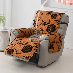 HOKIPO Copper-Toned & Black Printed Polyester 1 Piece Sofa Cover-image-20