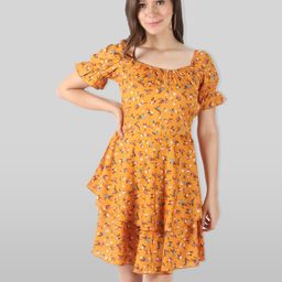 all about you Floral Print Puff Sleeve Fit & Flare Dress-image-96