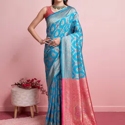 DIVASTRI Ethnic Motifs Woven Design Zari Banarasi Saree-picture-37