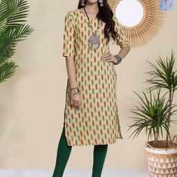 HERE&NOW Selection Of 2 Ethnic Motifs Printed Round Neck Straight Kurta-image-67