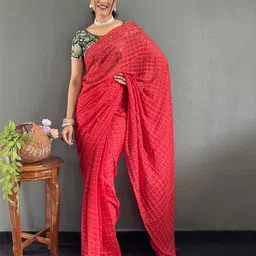 Anouk Checked Bandhani Saree-image-24