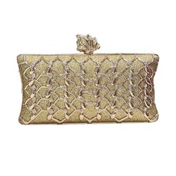 BLUE BEADS Crystal Stone and Metal Elegant Rhinestone Clutch-image-3