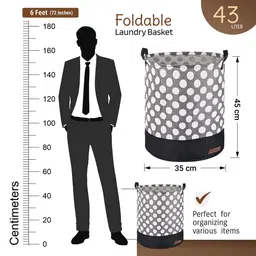 Kuber Industries 4-Pcs Grey & White Printed Foldable Cloth Basket With Handle - 43 L image 5