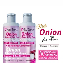 Volamena Set Of 2 Onion Apple Cider Vinegar Shampoo & Conditioner with Antioxidant Growth image 3