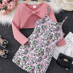 Xsole Girls Floral Print Shoulder Straps A-Line Dress-image-52