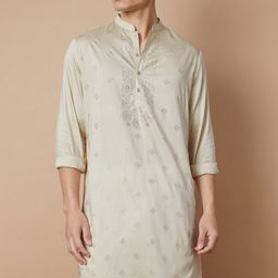 Melange by Lifestyle Men Embroidered Mukaish Straight Kurta-picture-44