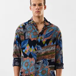 Snitch Floral Printed Roll-Up Sleeves Casual Shirt-image-59