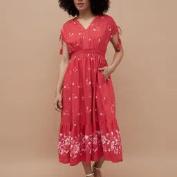 Colour Me by Melange Women Floral Printed A-Line Midi Dress-picture-9