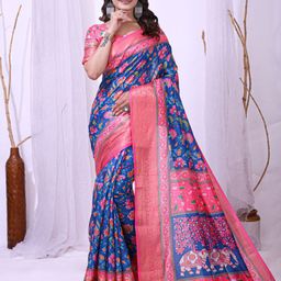 Mitera Floral Printed Zari Ilkal Saree-picture-42