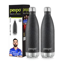 Pexpo Black Set of 2 Stainless Steel Water Bottle-image-73