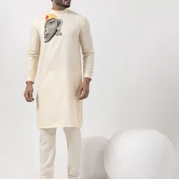 DEVOILER Men Ethnic Motifs Printed Regular Kurta with Pyjamas image 5