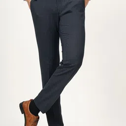 JADE BLUE Men Checked Slim Fit Mid-Rise Formal Trousers-image-52
