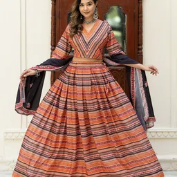 Moda Rapido Printed Semi-Stitched Lehenga & Unstitched Blouse With Dupatta image 5