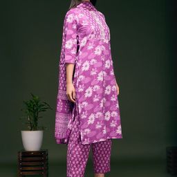 FASHOR Women Floral Printed Regular Pure Cotton Kurta & Palazzos With Dupatta-picture-11