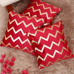 Myntra Elegant Homes Maroon 3 Pieces Geometric Velvet Square Cushion Covers-image-11
