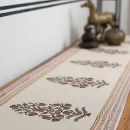 Baarno Beige & Brown Floral Printed Pure Cotton Table Runners-picture-14