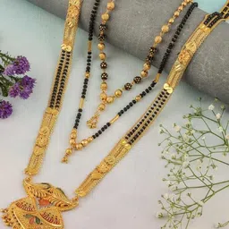 SONI DESIGNS Pack of 3 Gold Plated Artificial Stones and Beads Mangalsutra-picture-30