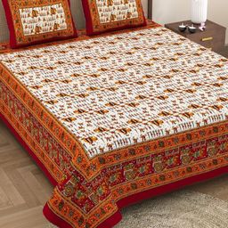 The Craft Monk Red & Black King Bedsheet with 2 Pillow Covers-image-95