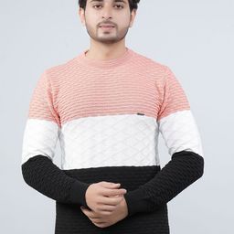 FEVERFEW Men Colourblocked Self Design Pullover Sweater-image-43