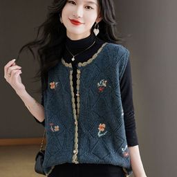 StyleCast Women Sweater Vest with Embroidered Detail-image-67