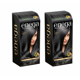 Enega Set Of 2 No Ammonia Creme Hair Color With Argan Oil -150ml Each- Natural Black-7