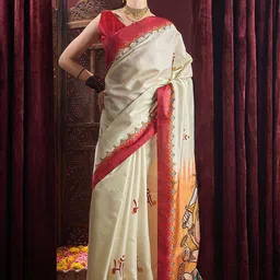 Saree mall Durga Puja Ethnic Motifs Silk Blend Garad Sarees-25