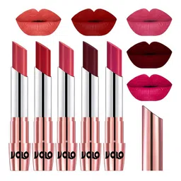 VOLO Set Of 5 Creme Matte Lipstick 3.5g Each - Peach-Tomato Red-Pink-Maroon-Passion Pink-picture-18