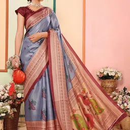 Lookmark Ethnic Motifs Printed Saree With Unstitched Blouse Piece-image-56