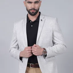 Cantabil Checkered Single Breasted Casual Blazer-image-86