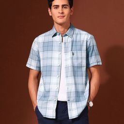 U.S. Polo Assn. Men Classic Tailored Fit Checked Spread Collar Cotton Casual Shirt-image-79