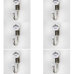 IndianShelf Silver-Toned & White 6 Pieces Her Printed Ceramic & Zinc Wall Hooks-image-78