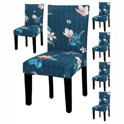 Aura 6-Pcs Blue Printed Stretchable Chair Covers-image-20